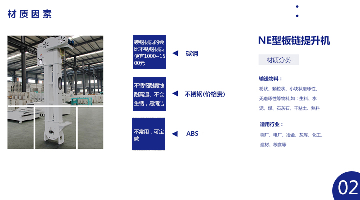  板鏈斗式提升機價格跟材質(zhì)有關
